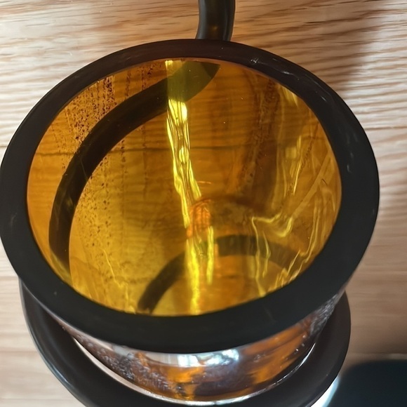 Metal Scrolled Hand Forged with Amber Color Elongated Sitting Vase Wall Piece - Picture 6 of 13